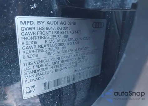 2019 Audi Q7 z USA, uszkodzony, nr VIN WA1AAAF79KD001195